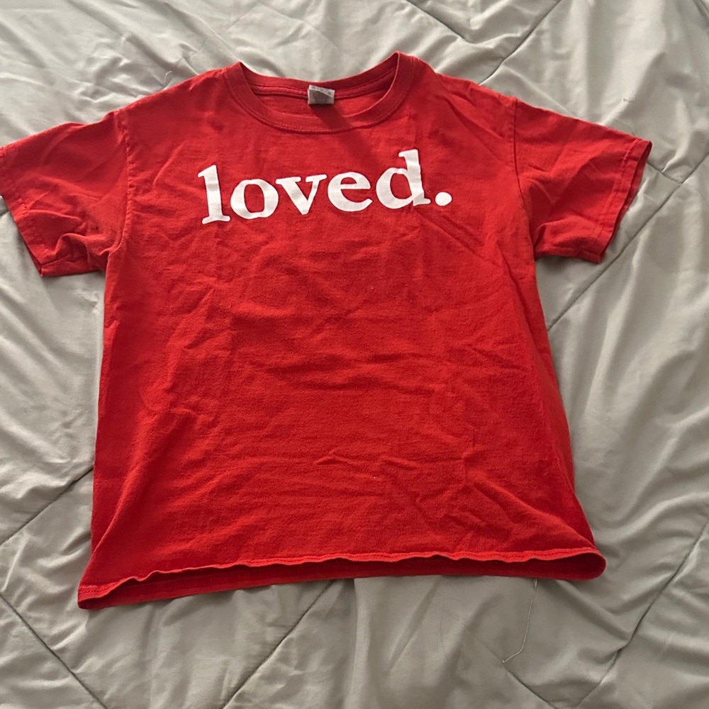 Gildan Red Kids Tee with 'Loved' Print